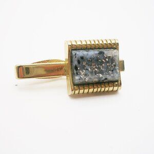 Vintage Tie Clip Bar gold tone Glitter Acrylic Front classic Men's Jewelry